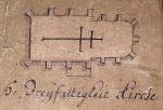 Obrys kościoła św. Trójcy z planu miasta E. Jacobi d’Eckholma, 1789 r.